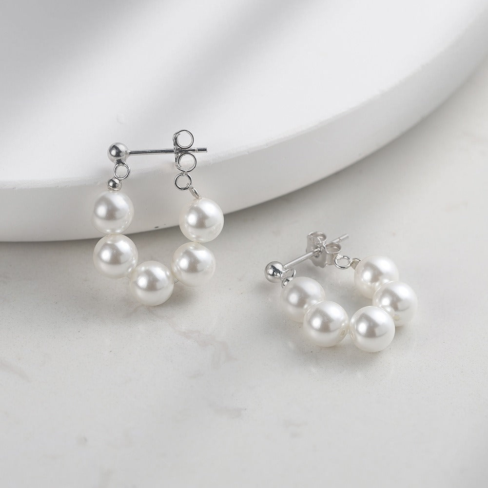 Kemstone Shell Pearl Drop Earrings for Women – 925 Sterling Silver PSE08