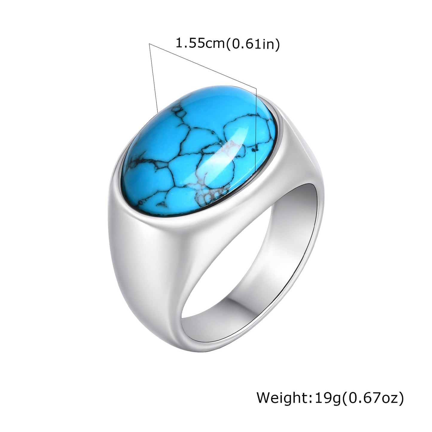 Kemstone Men’s Stainless Steel Ring – Oval Black Onyx Signet Style RC-829