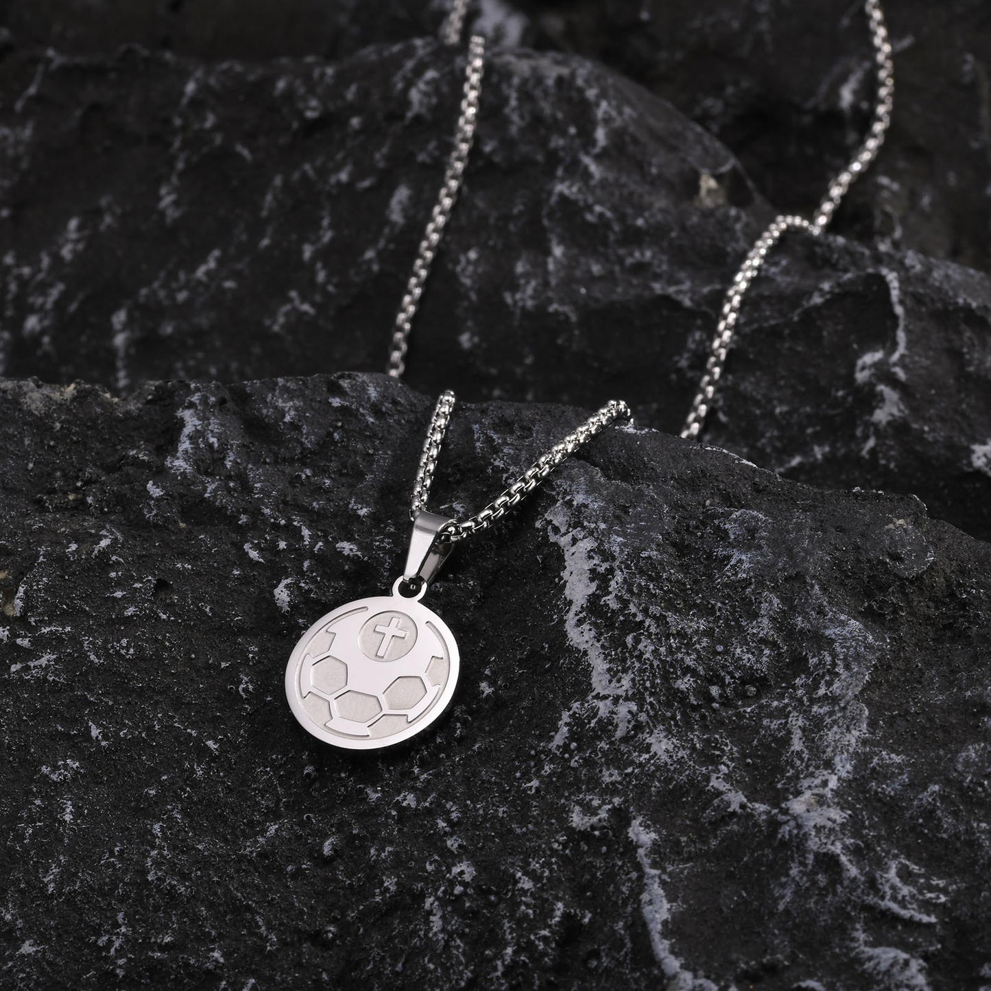 Kemstone Stainless Steel Soccer Ball Pendant Necklace for Men PN-1932