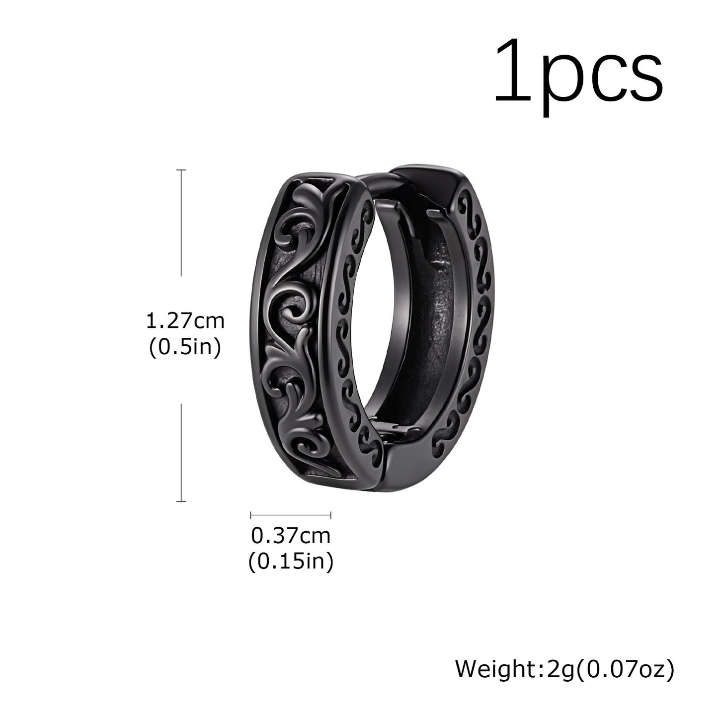 Kemstone Stainless Steel Engraved Hoop Earring for Men Women Vintage EH-839
