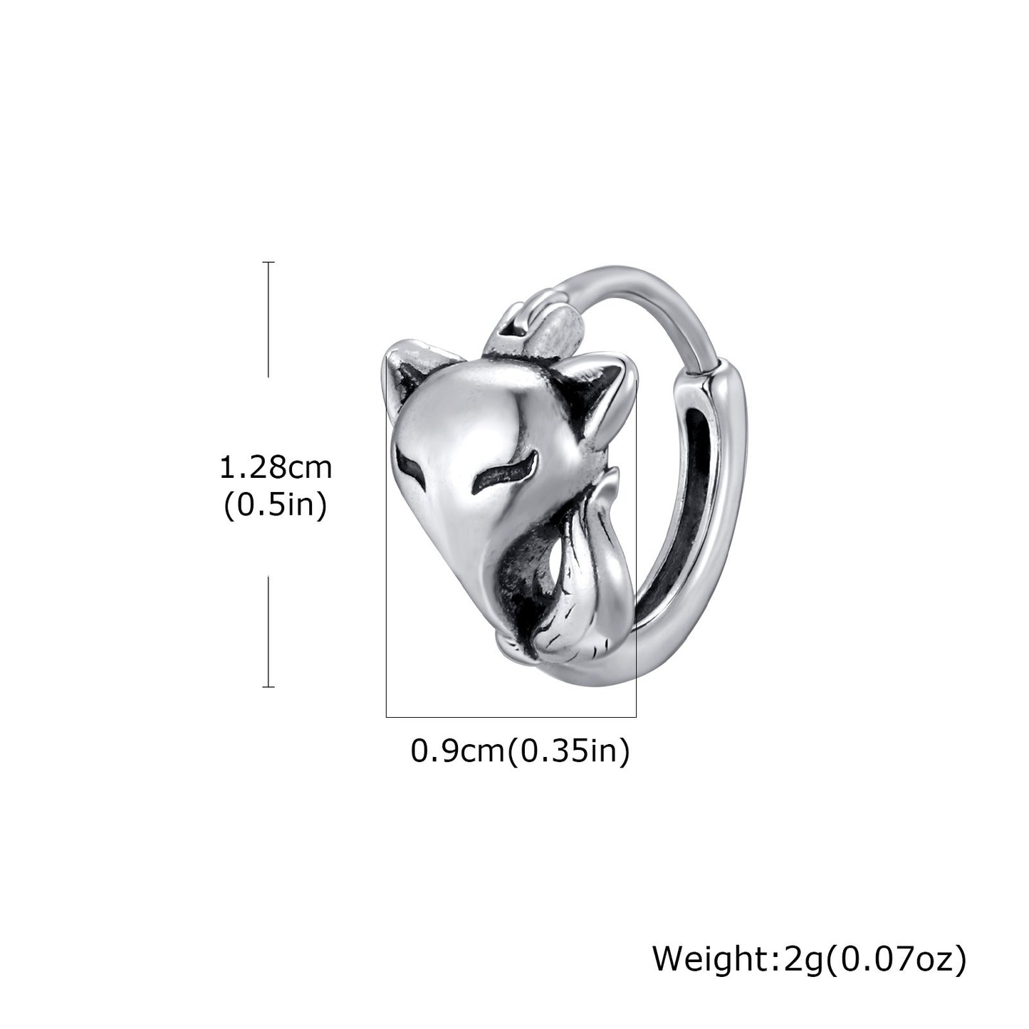 Kemstone Stainless Steel Fox Hoop Earring – Cubic Zirconia Rose Detail for Men & Women EH-821