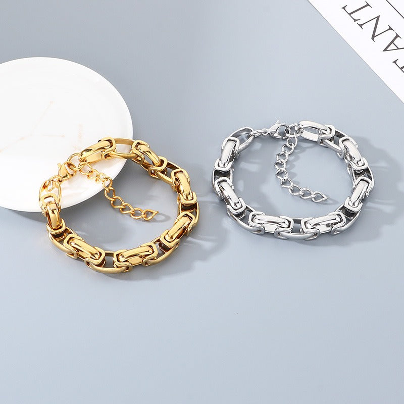 Kemstone Titanium Steel 10mm Oval Cuban Link Bracelet for Men KB210004-ZCG