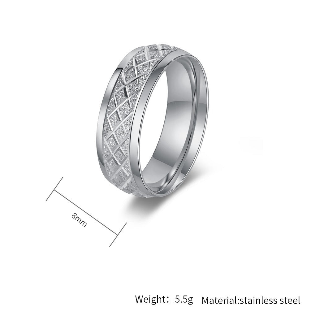 Kemstone Stainless Steel Matte Pattern Ring for Men & Women K-R1081