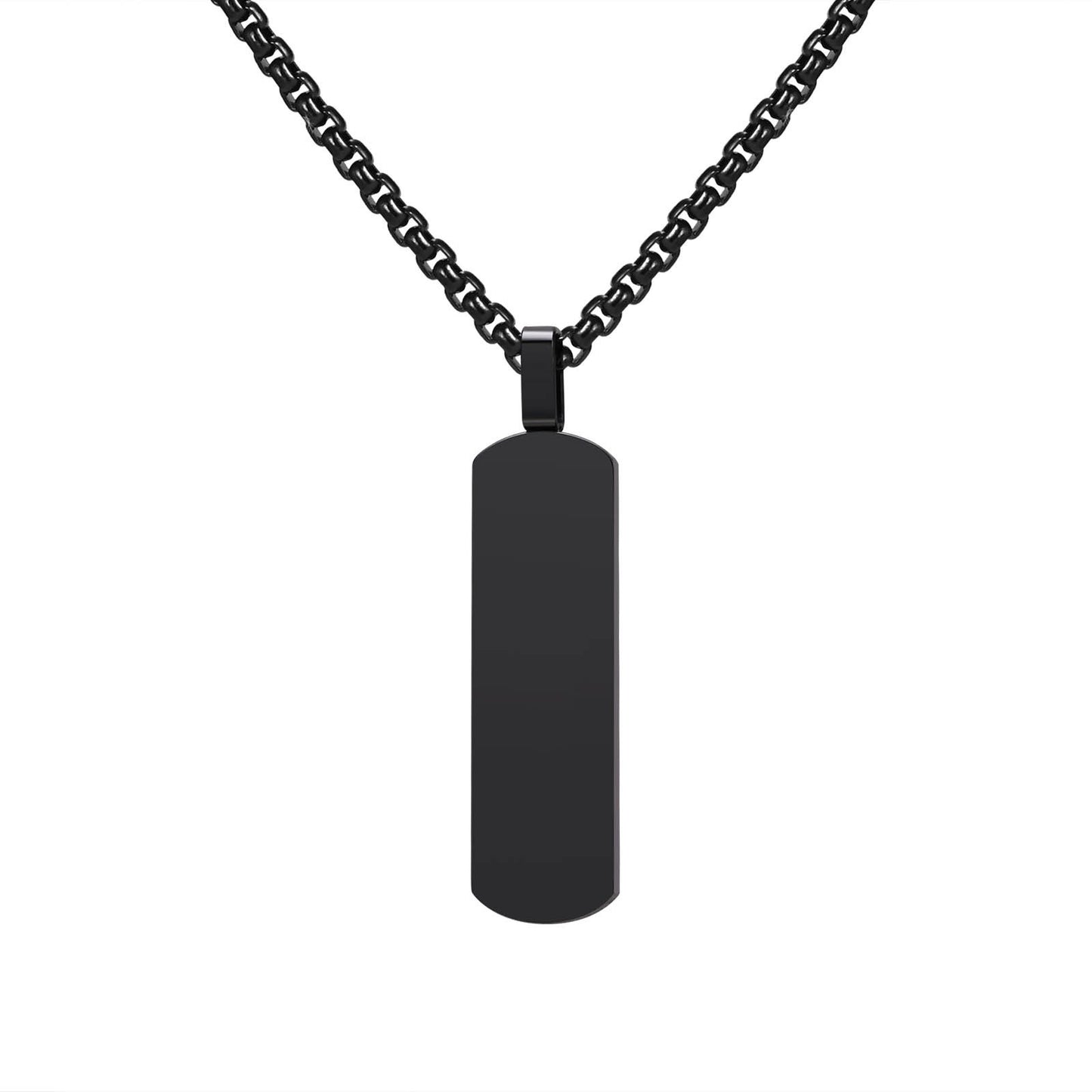 Kemstone Stainless Steel Rectangular Bar Pendant Necklace for Men PN-1874