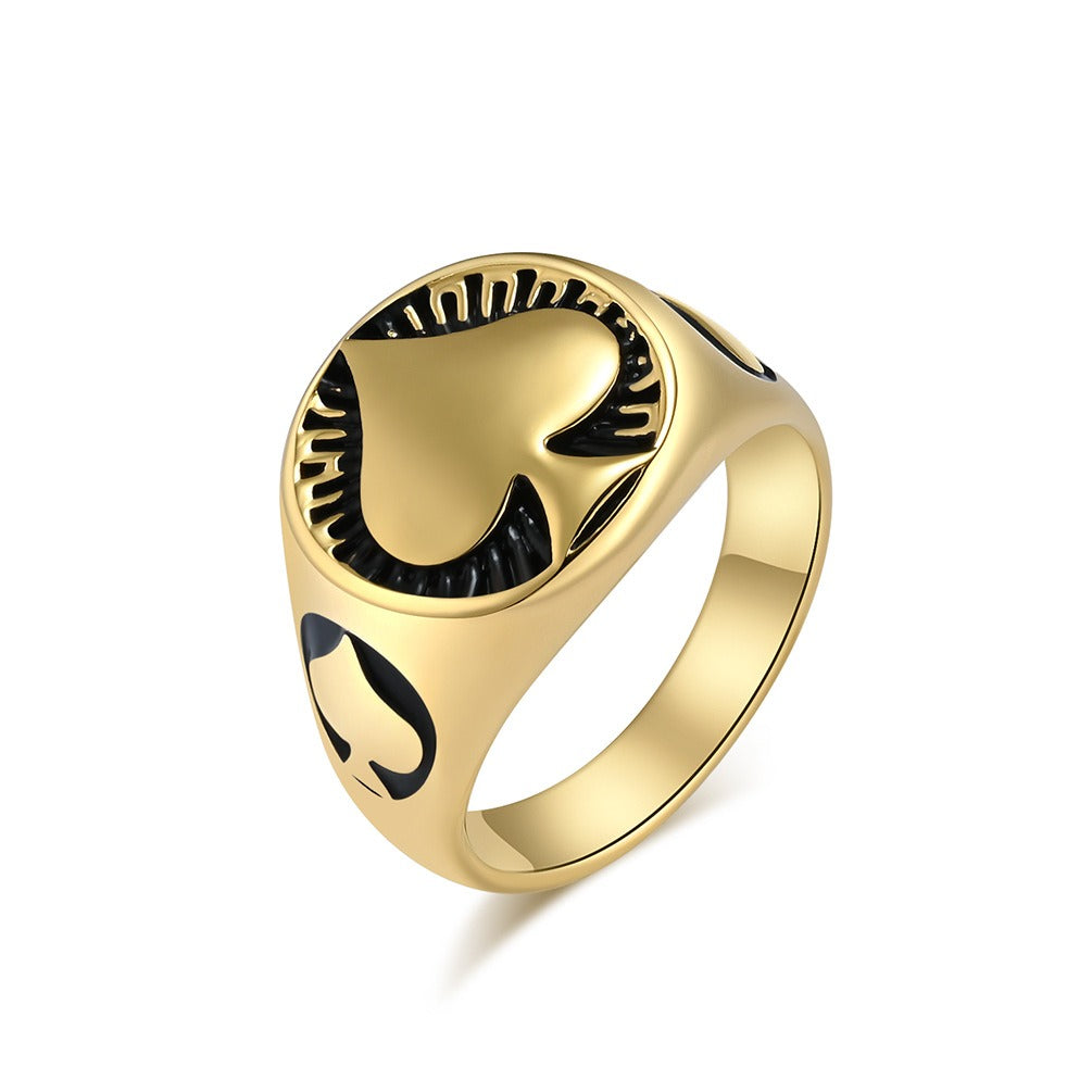 Kemstone Stainless Steel Spade Signet Ring for Men K-R789