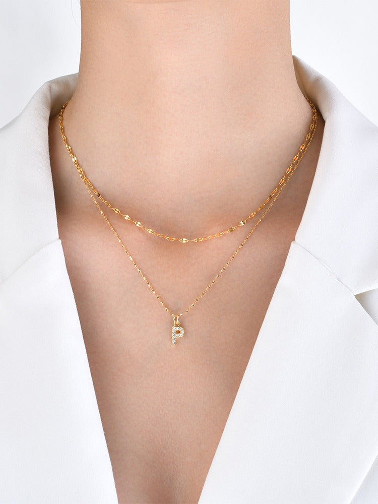 Collar de acero inoxidable Kemstone con 26 letras, cadena de estrellas y circonitas (2 piezas, verano, NC-1325G)