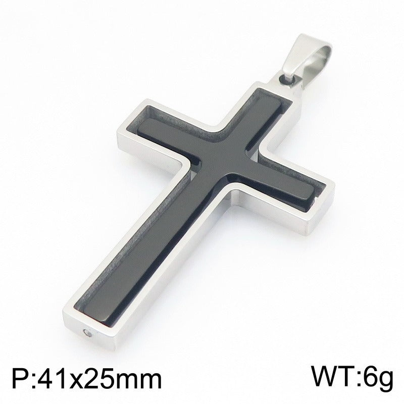 Kemstone Rotating Cross Pendant Necklace for Men Titanium Steel Two Tone KP118323-ZLA
