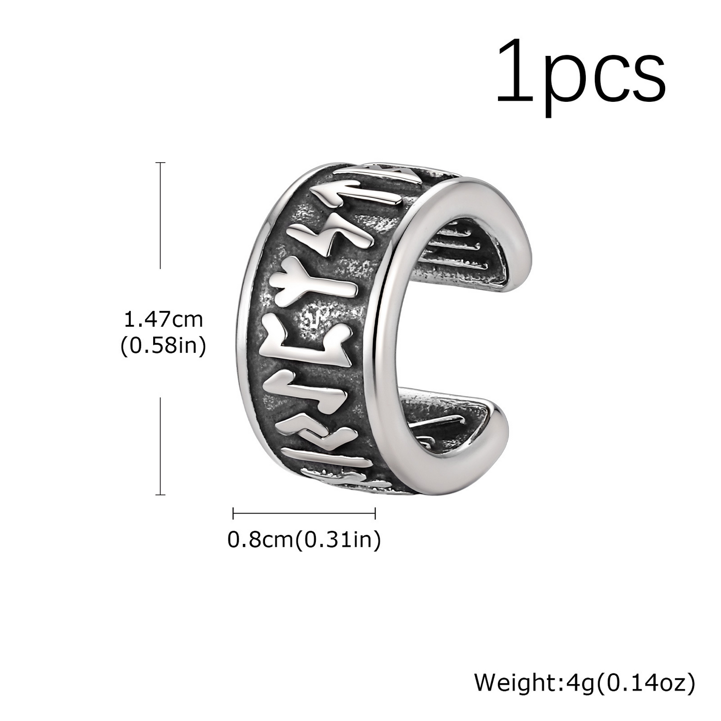 Kemstone Stainless Steel Thorn Ear Cuff for Men Dark Streetwear Style EC-011