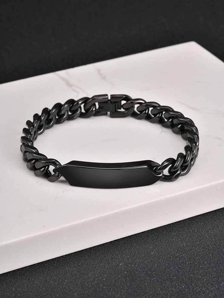 Kemstone Stainless Steel Cuban Chain Curved Plate Bracelet Men Retro Punk Hip Hop BR-2796