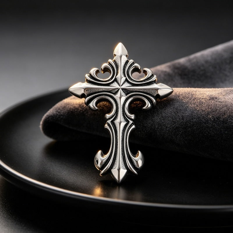 Kemstone Stainless Steel Gothic Skull Cross Pendant Necklace for Men Punk KP118631-LU