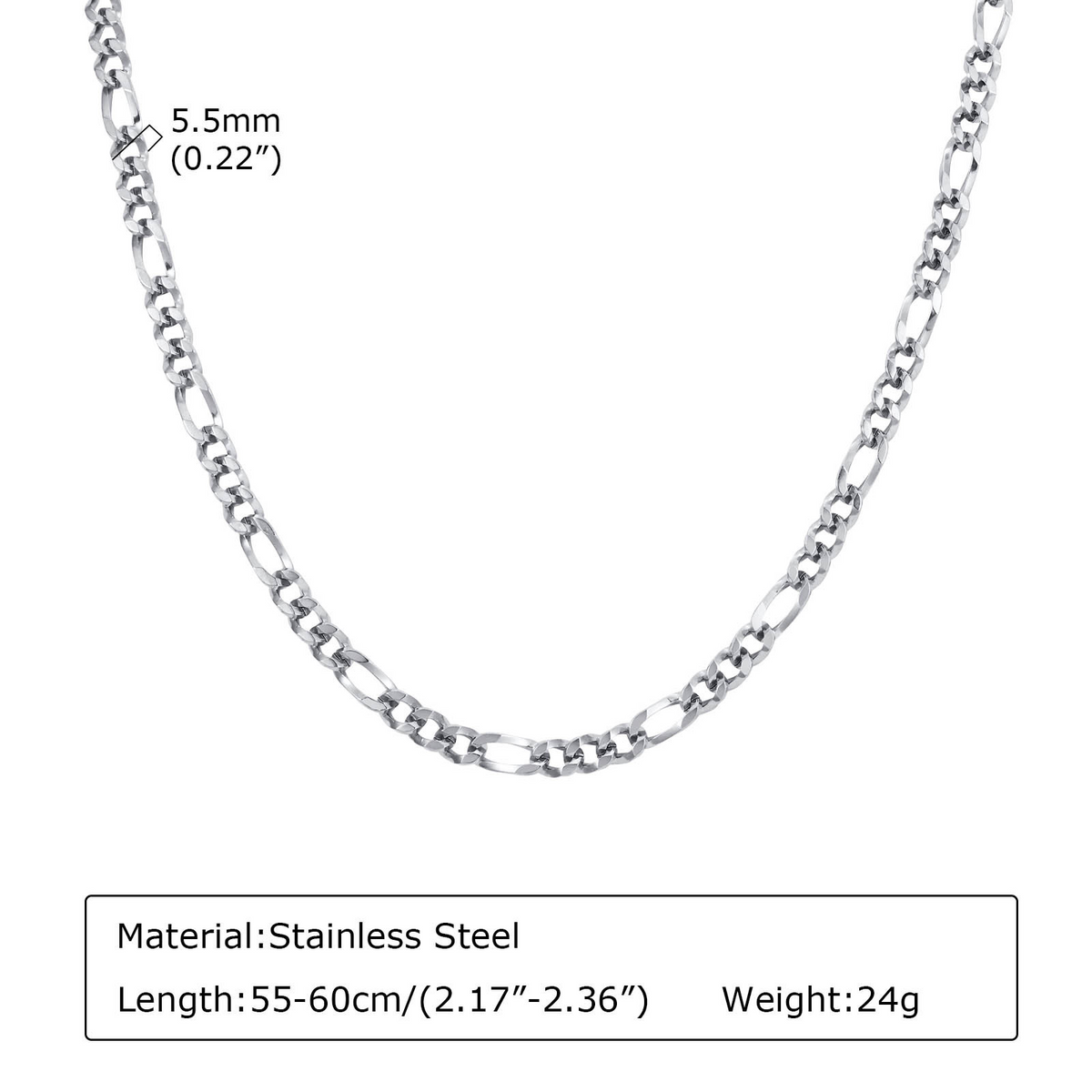 Kemstone Stainless Steel Flat Chain Necklace for Men NC-1381