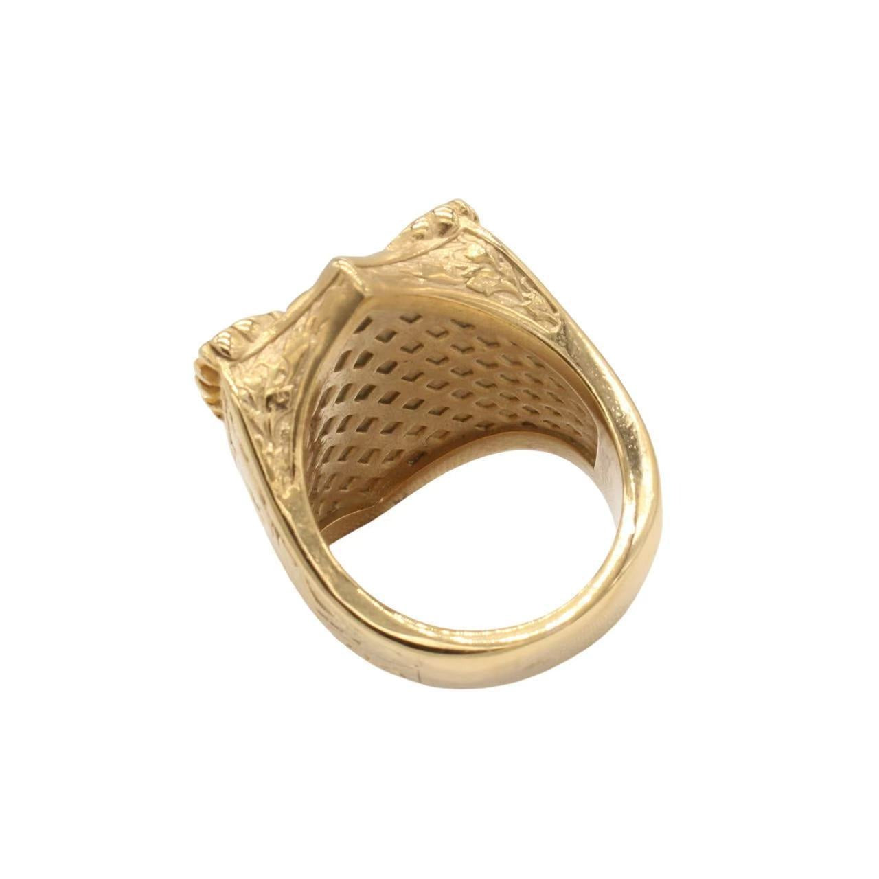 Kemstone Men’s Titanium Steel Angel Wing Ring – Vintage Gold Statement Jewelry A17-R1901