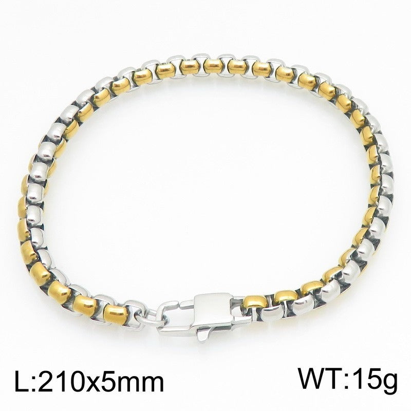 Kemstone Two Tone Link Bracelet for Men Titanium Steel Gold Accent KB215899-KFC