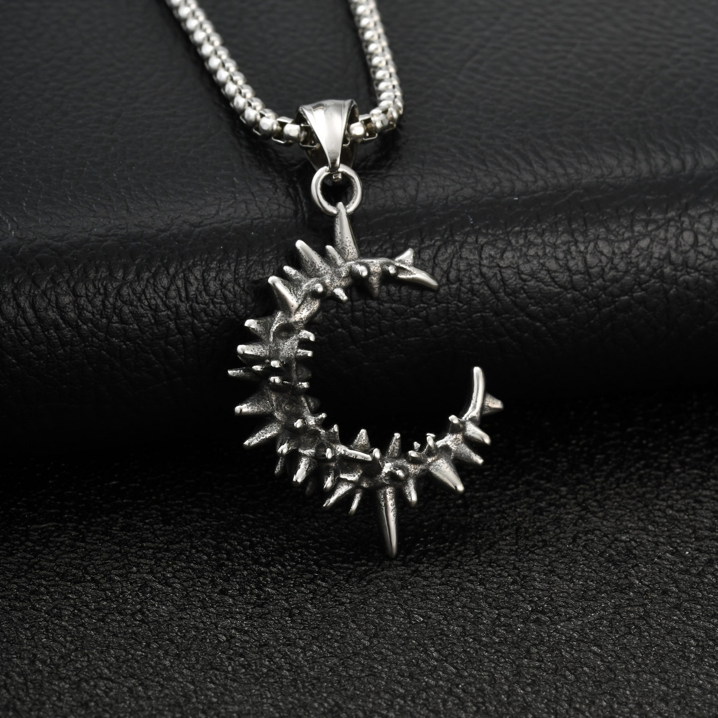 Kemstone Stainless Steel Thorn C Pendant Necklace for Men Streetwear PN-2418