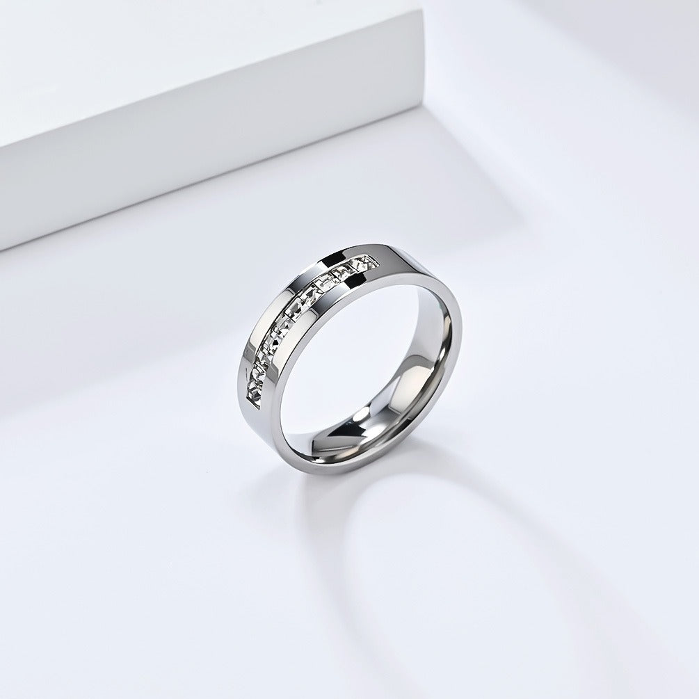 Titanium Steel Square Diamond Ring – Minimalist Power Jewelry for Women on the Move K-R949