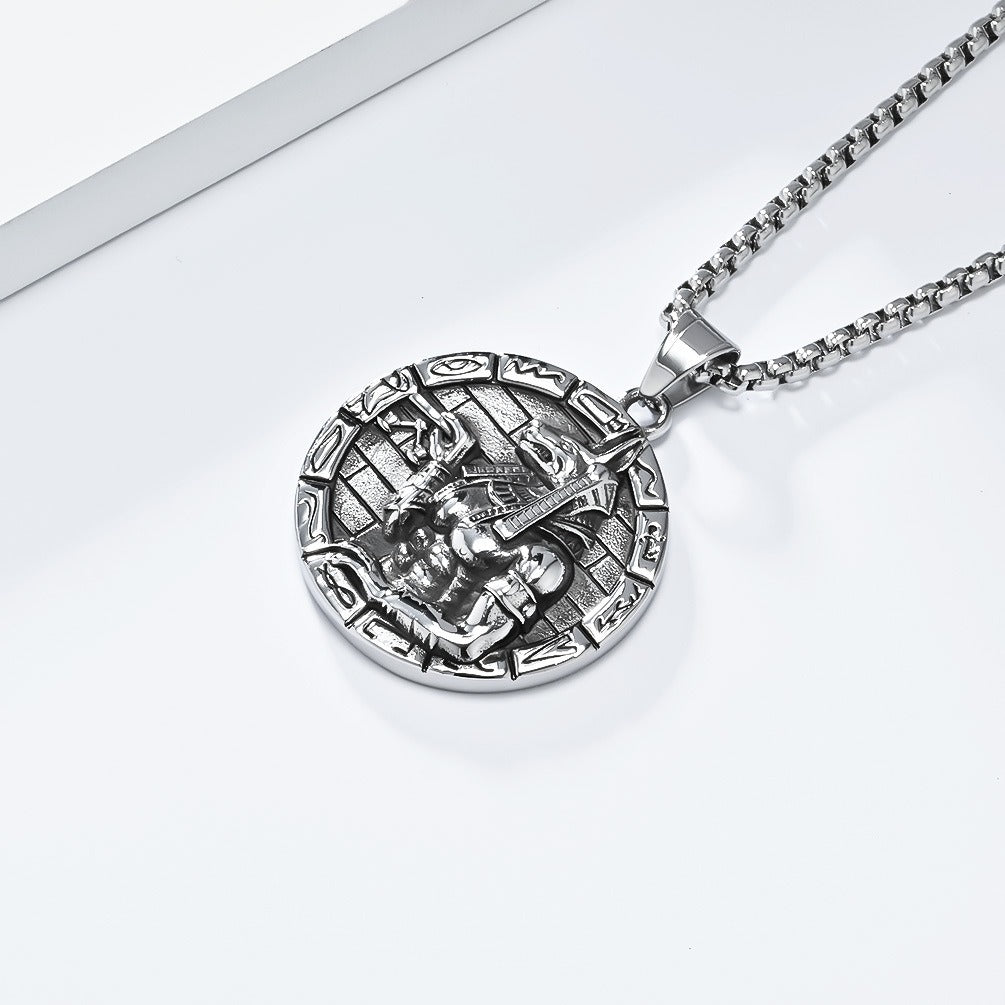 Kemstone Anubis Pendant Necklace for Men – Stainless Steel Egyptian Symbol K-PT575