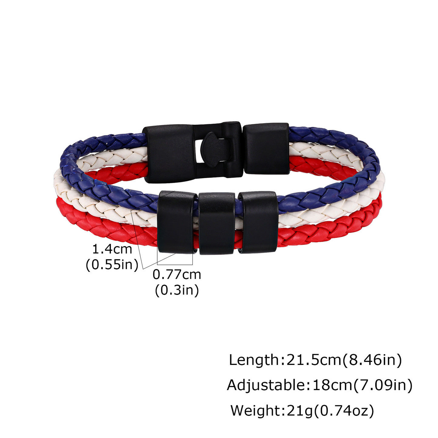 Kemstone Triple Layer Braided Leather Bracelet – Multicolor for Men BL-827