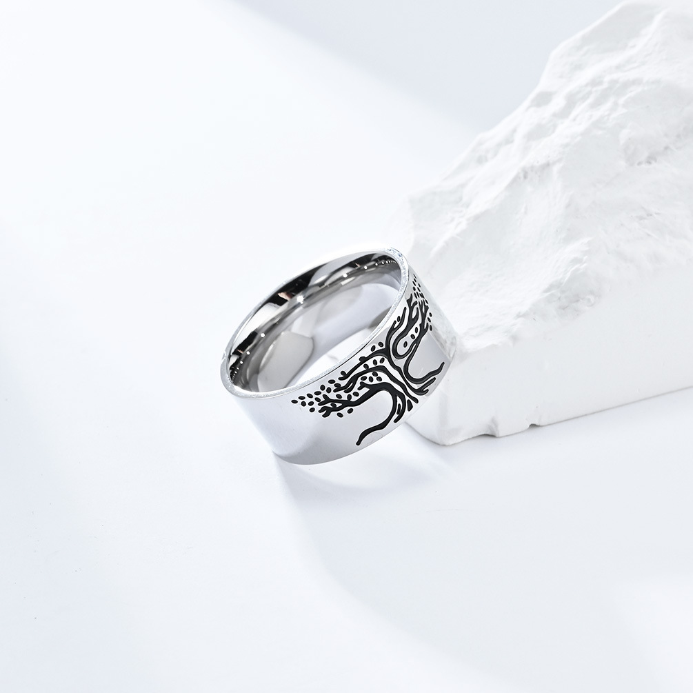 Kemstone Stainless Steel Tree of Life Ring for Men Minimalist K-R772