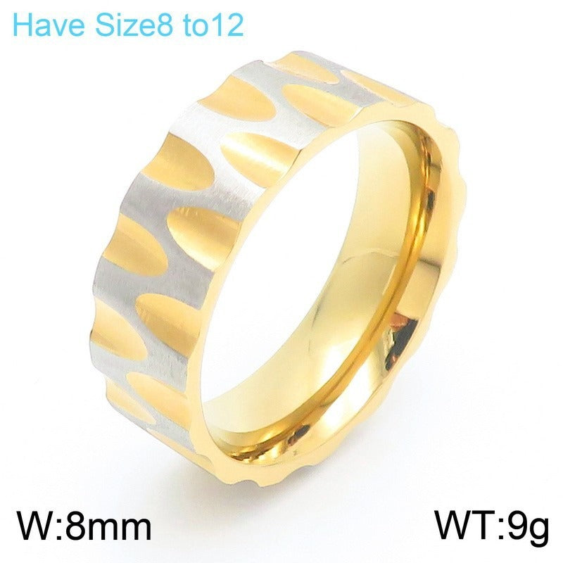 Kemstone Titanium Steel Wave Texture Ring for Men – Sand Finish KR111677-GC