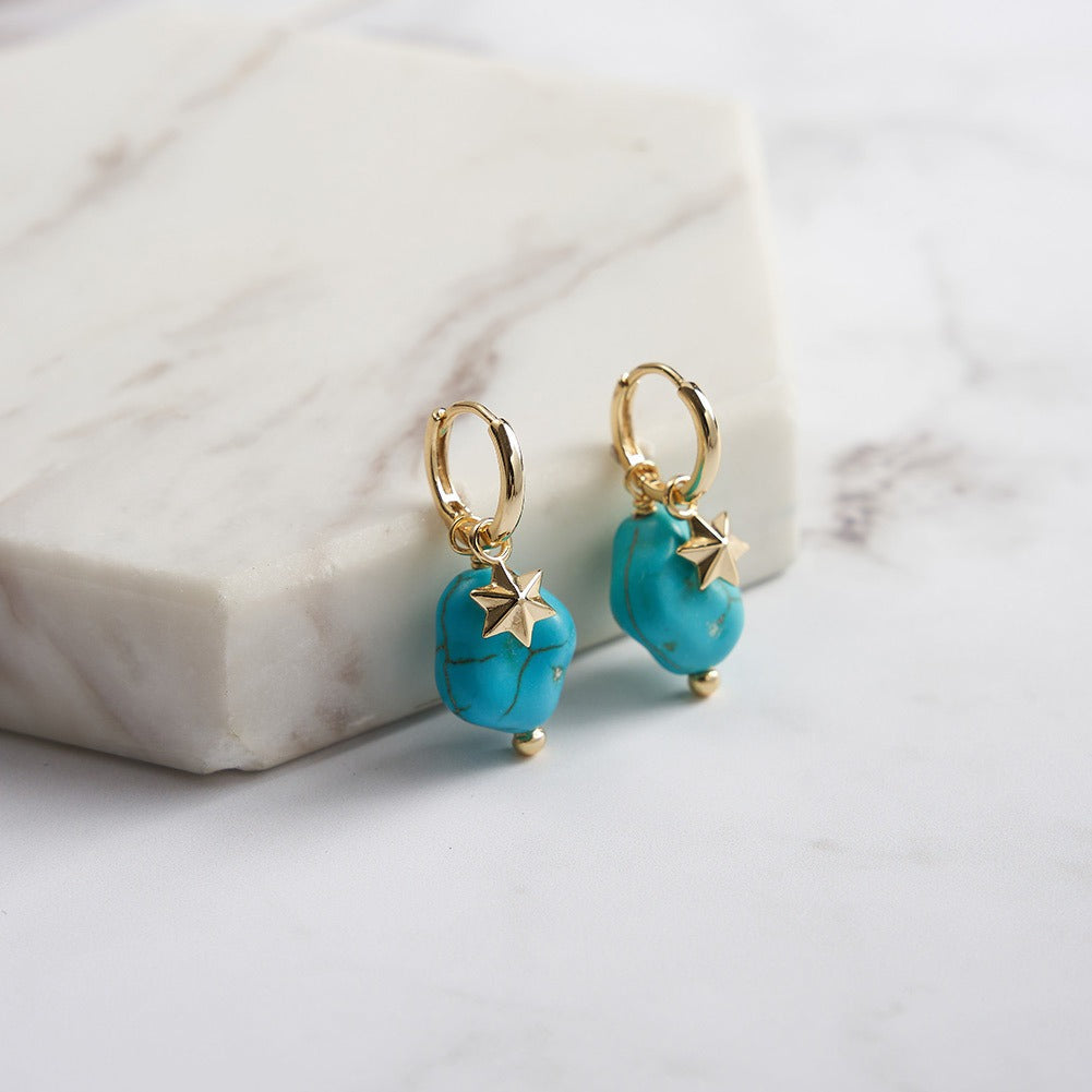 Kemstone 925 Sterling Silver Turquoise Drop Earrings for Women Star Charm Vintage GME40