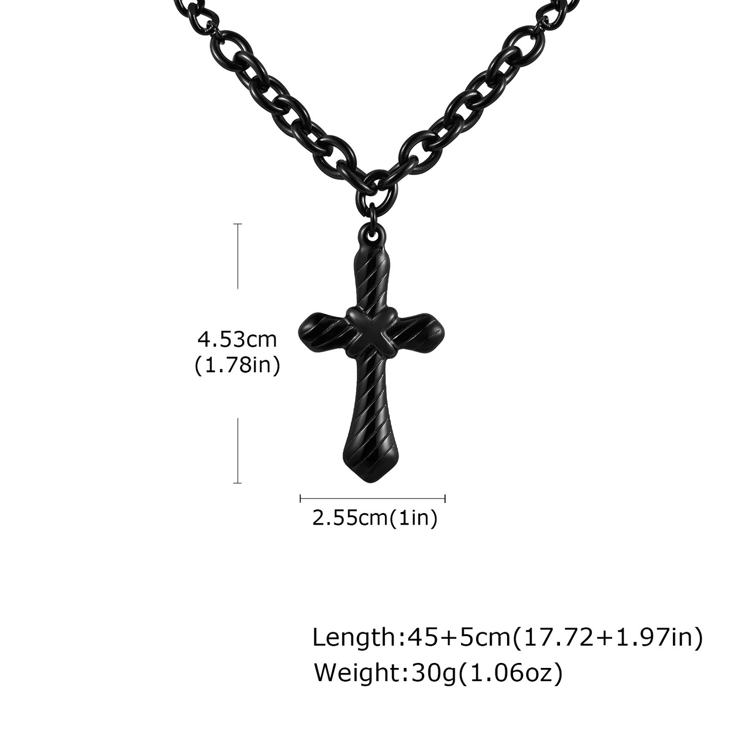 Kemstone Stainless Steel Cross Chain Necklace for Men – Double-Sided Polished Design NC-2164