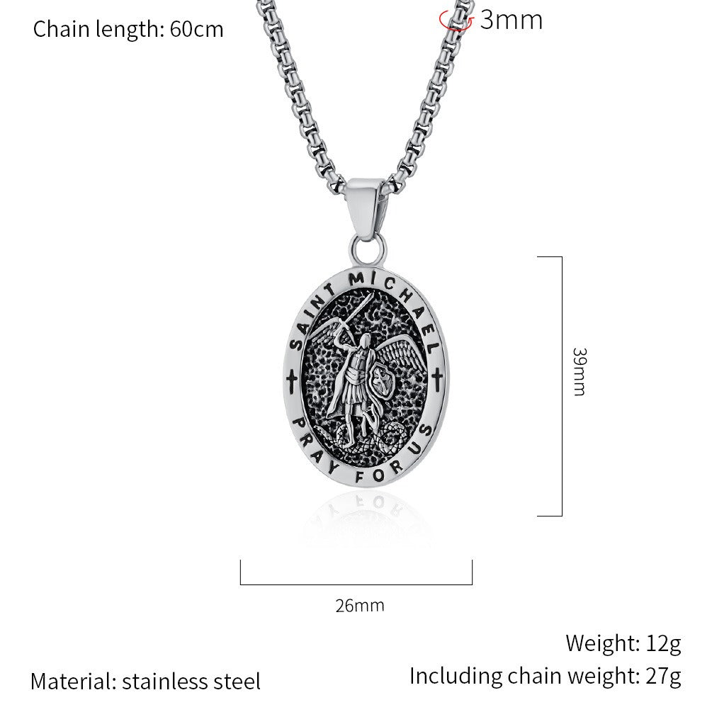 Kemstone Stainless Steel Vintage Medallion Pendant Necklace for Men K-PT604