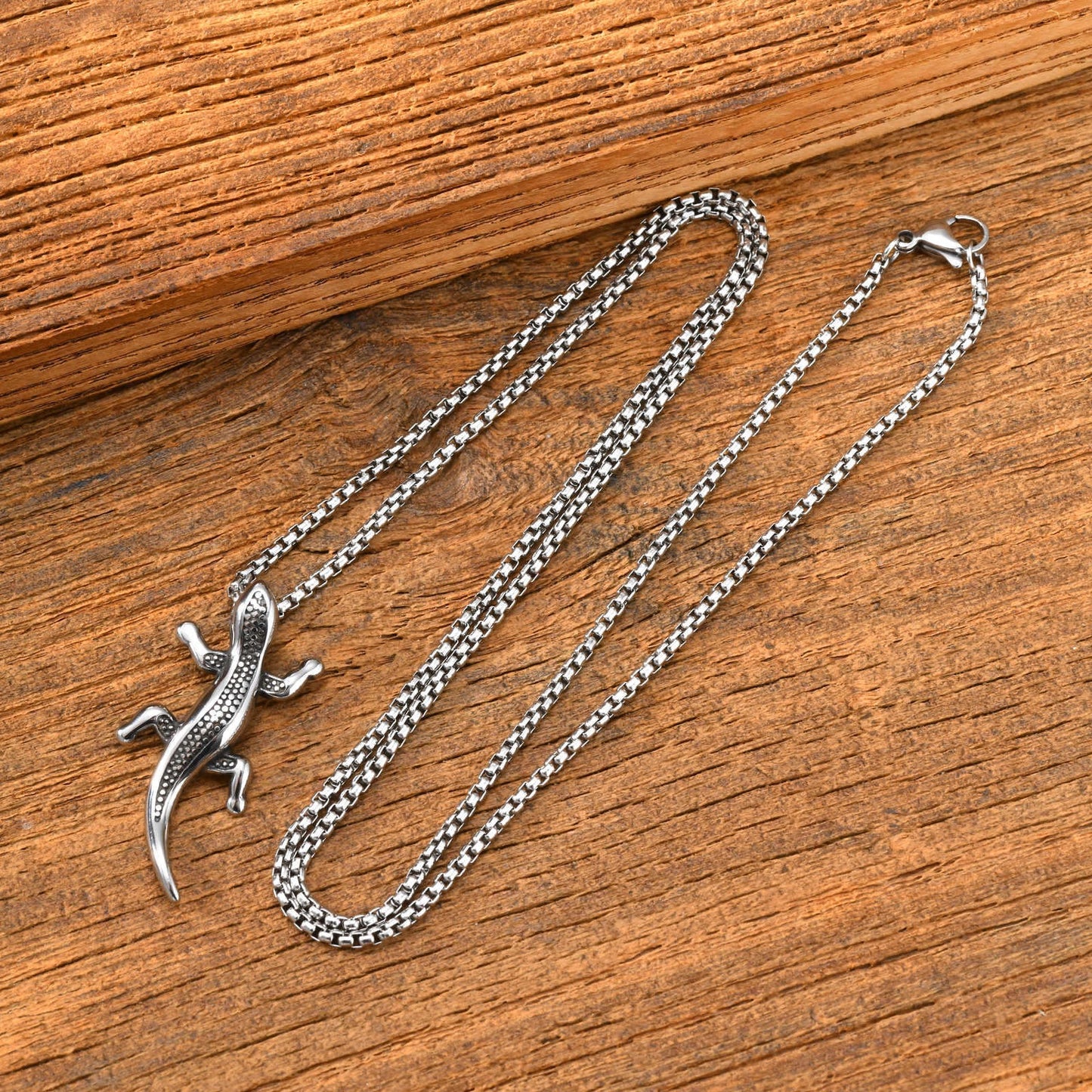 Kemstone Lizard Pendant Necklace for Men Stainless Steel Gecko Design PN-2343