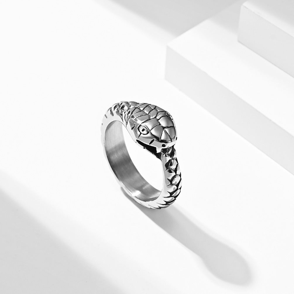 Kemstone Stainless Steel Snake Head Ring for Men K-R488