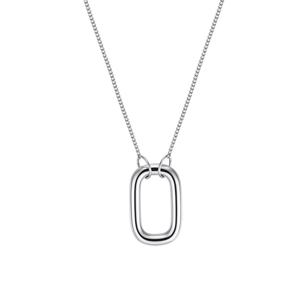 Kemstone Geometric Oval Link Pendant Necklace for Women – 925 Sterling Silver GAN09