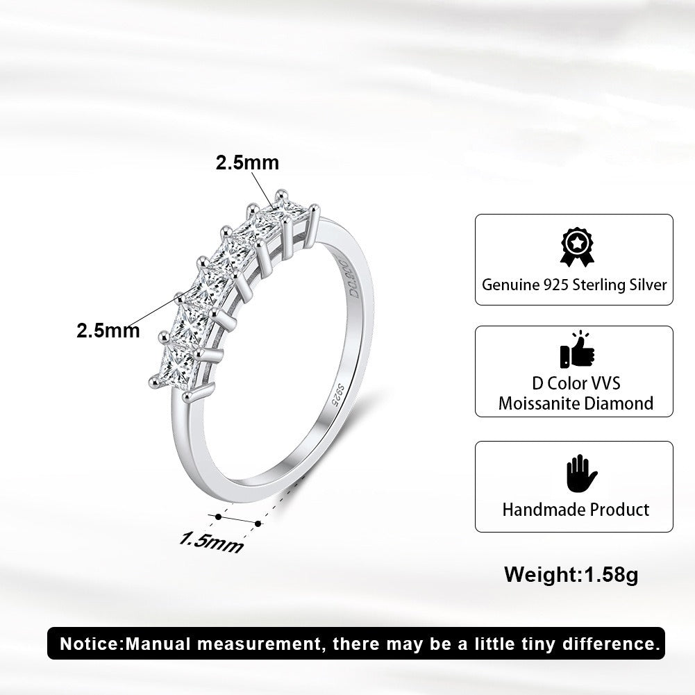 Kemstone 2.5mm Moissanite Half Eternity Ring - 925 Sterling Silver for Women MOR13