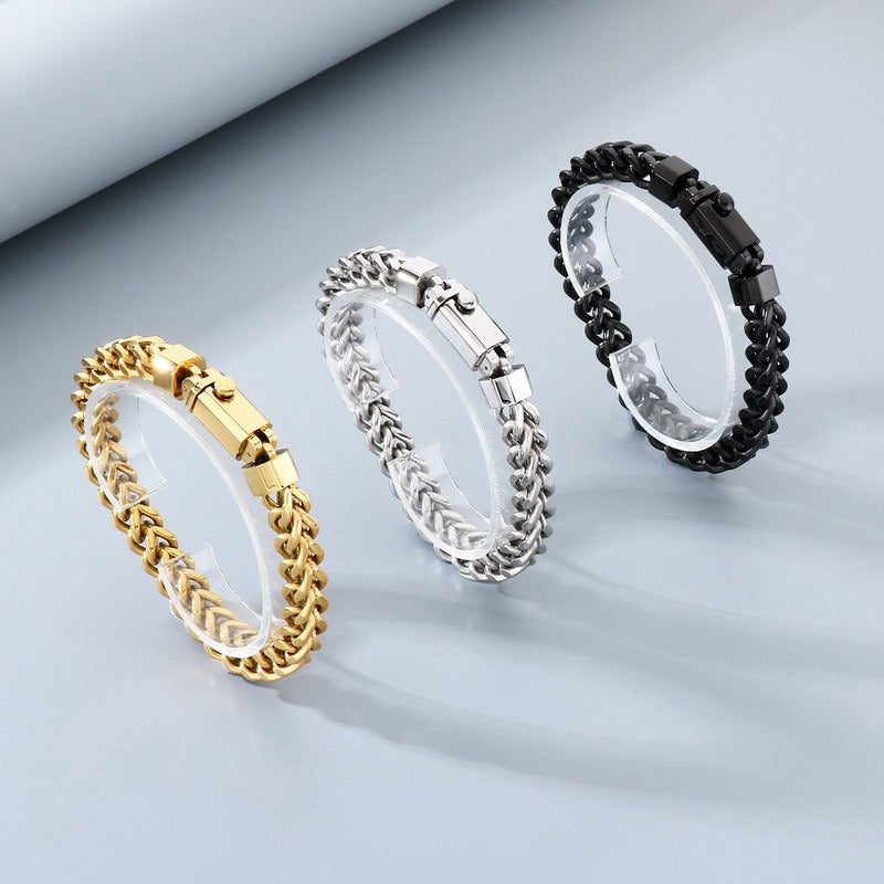 Kemstone Titanium Steel Woven Chain Bracelet for Men KB216602-KFC