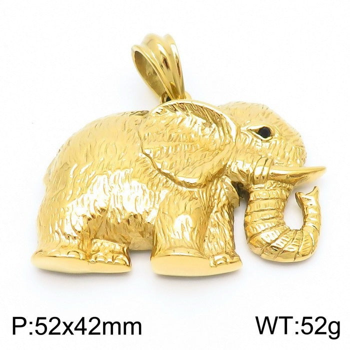 Kemstone Elephant Pendant Necklace for Men Titanium Steel Vintage KP120350-KJX