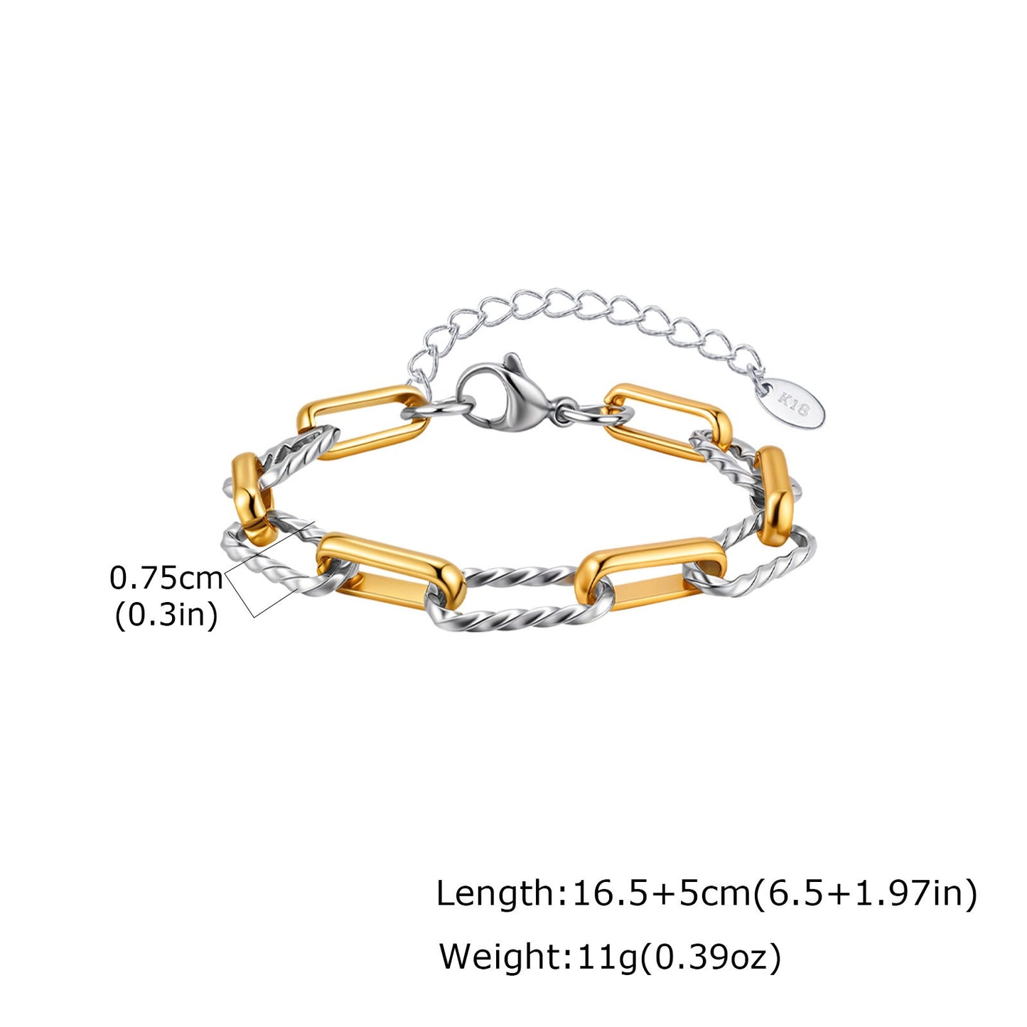 Kemstone Stainless Steel Handcrafted Link Chain Bracelet for Men BR-1705