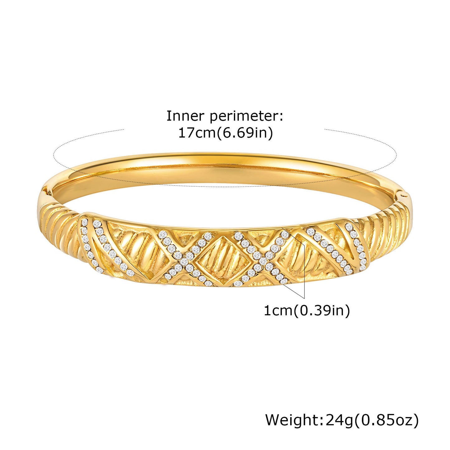Bracciale Twist in acciaio inossidabile con finitura a specchio - Gioiello geometrico regolabile per donna, design minimalista dorato per l'eleganza quotidiana B-618