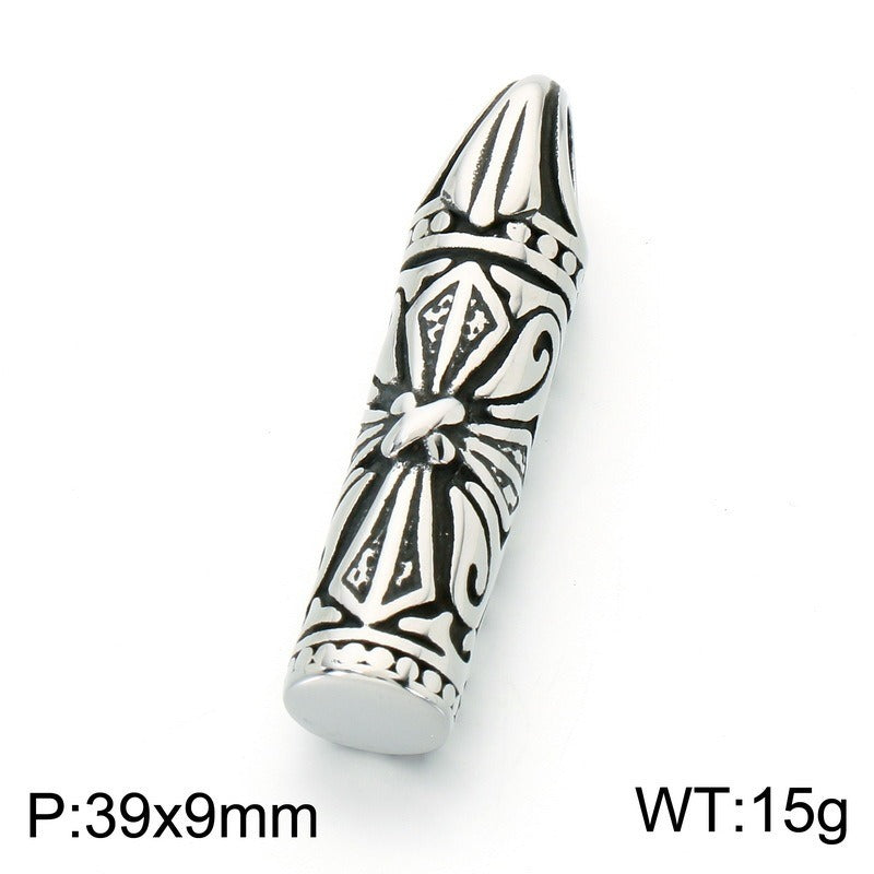 Kemstone Titanium Steel Cone Pendant Necklace for Men Tribal Rope Knot Chain KP302760-LU