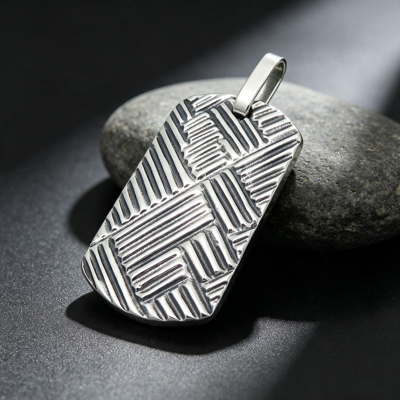 Kemston Stainless Steel Geometric Woven Pendant Necklace for Men KP118342-KJX