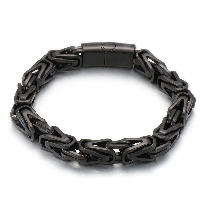 Kemstone Titanium Steel V-Link Chain Bracelet – Byzantine Hip Hop Style KB152638-KFC