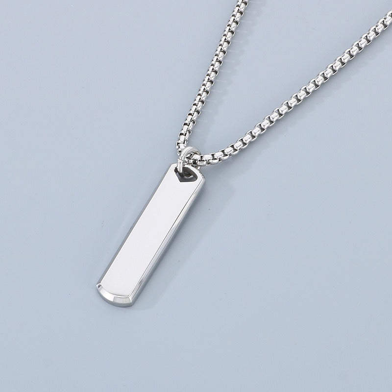 Kemston Slim Rectangular Bar Pendant Necklace for Men Geometric Silver Gold Black KN285569-KFC