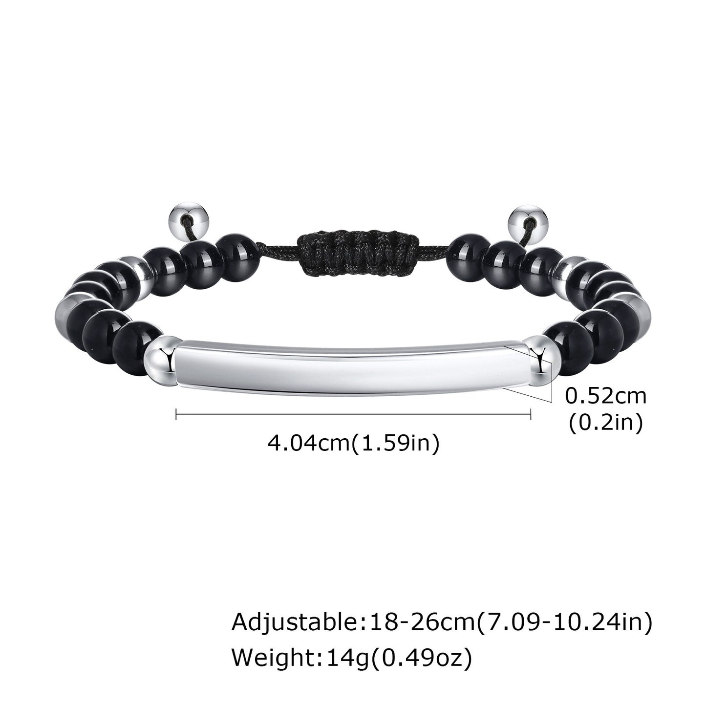 Kemstone Stainless Steel Bar Beaded Bracelet for Men – Tiger Eye & Black Onyx BR-2353