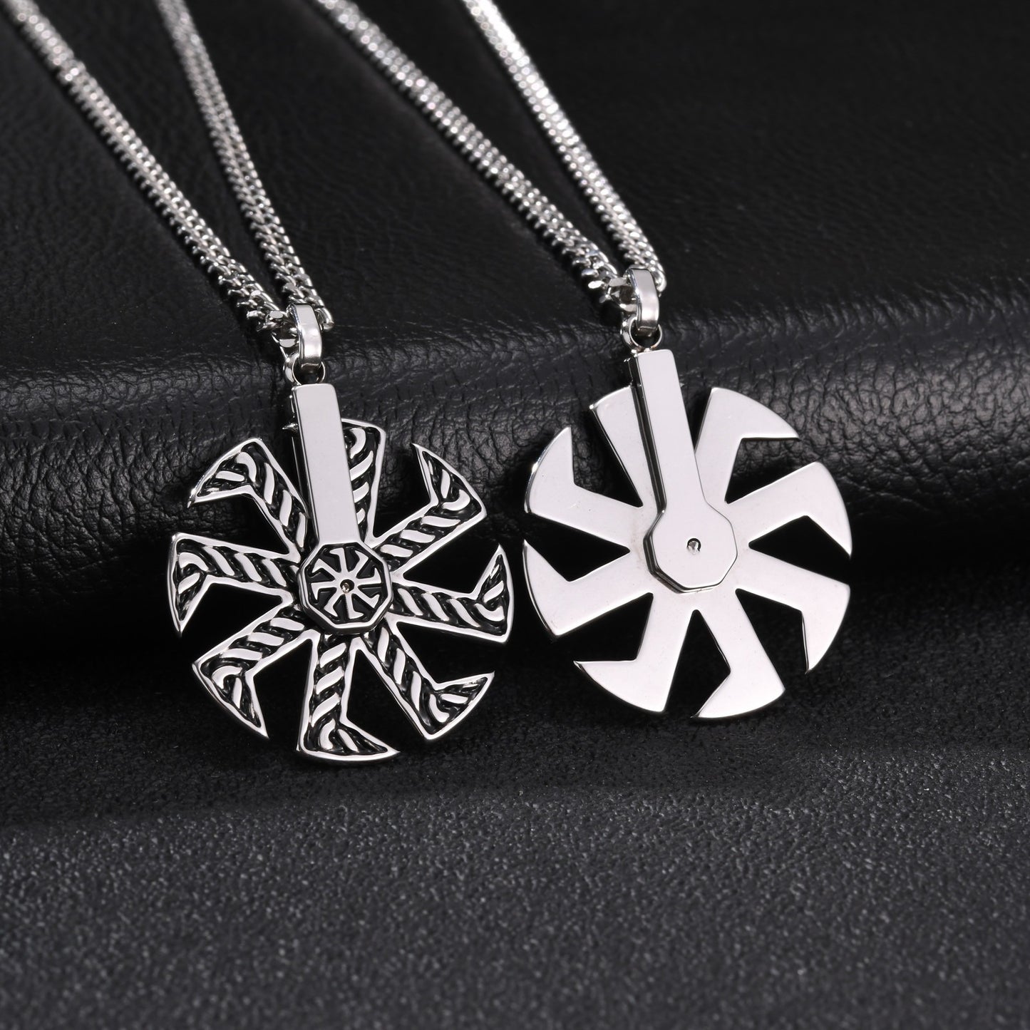 Kemstone Geometric Spinner Pendant Necklace for Men Stainless Steel Eight Arm PN-2365