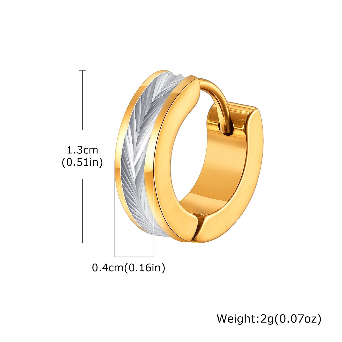 emstone Stainless Steel Textured Hoop Earring for Men – Carved Finish EH-711