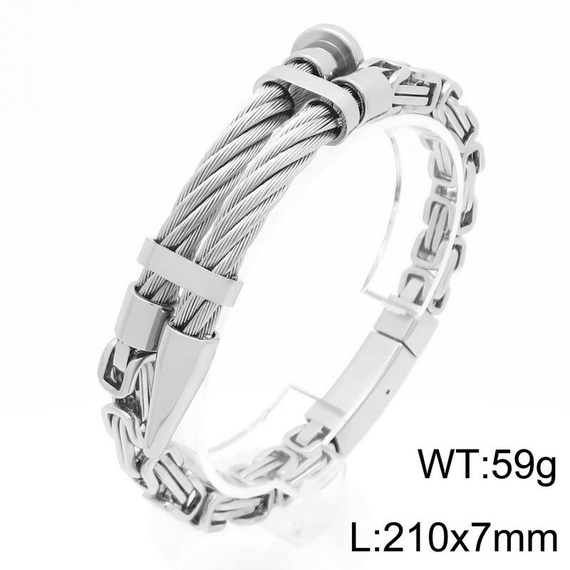 Kemstone Men’s Titanium Steel Cable Nail Punk Chain Bracelet KB208453-KFC