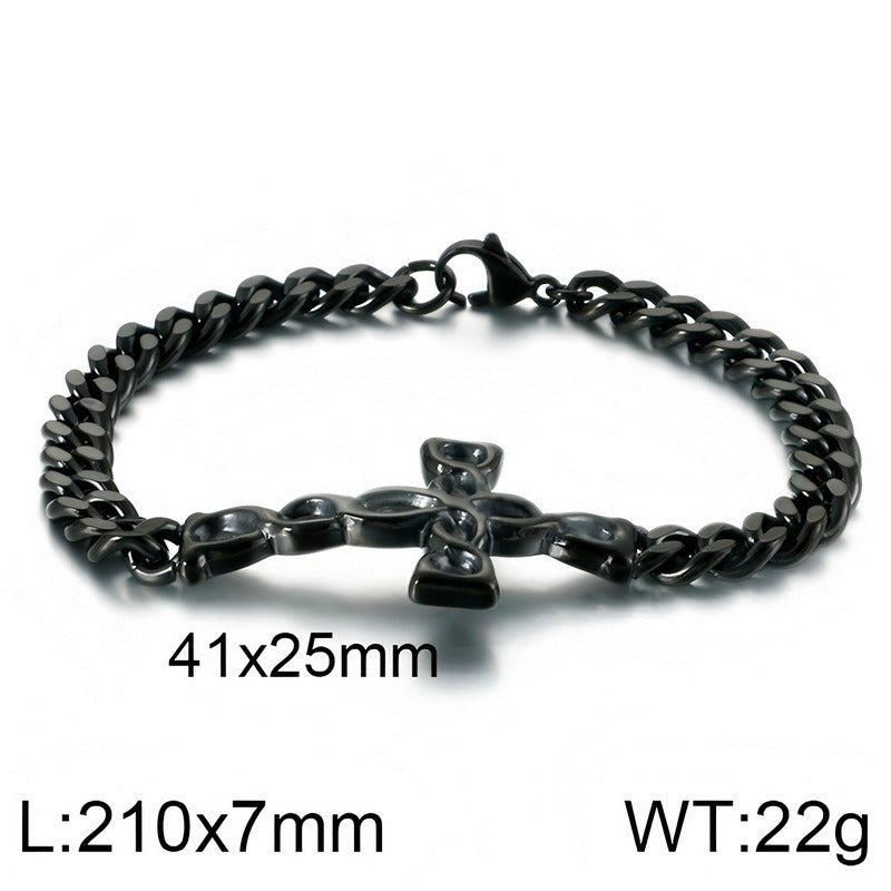 Kemstone Cross Cuban Link Bracelet for Men Titanium Steel Twisted Link KB124332-KFC
