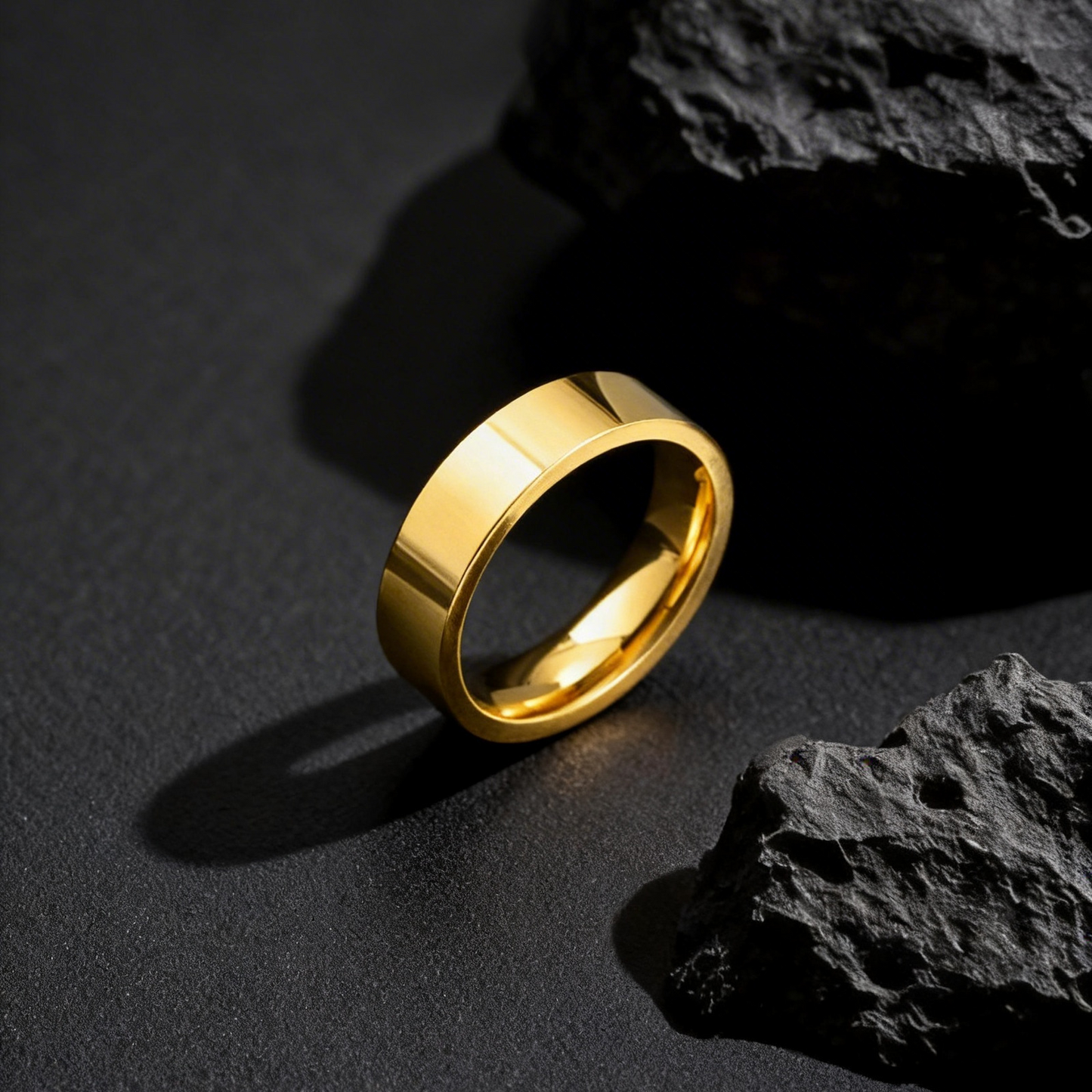 Kemstone Gold Plated Stainless Steel Ring for Men Women Minimalist 6mm R-525