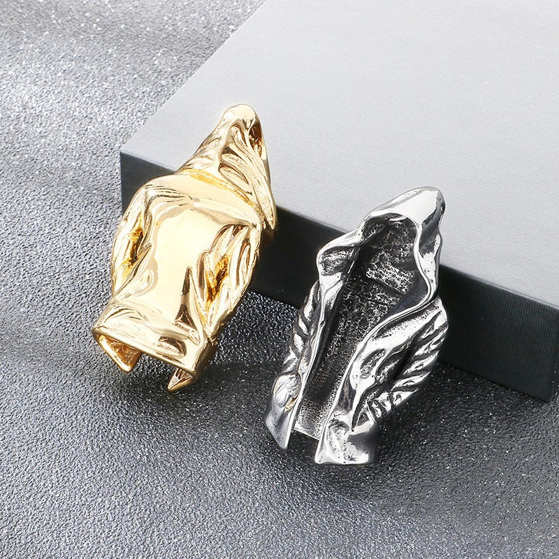 Kemstone Cloak Pendant Necklace Stainless Steel Sculptural Statement Design for Men KP117760-LU