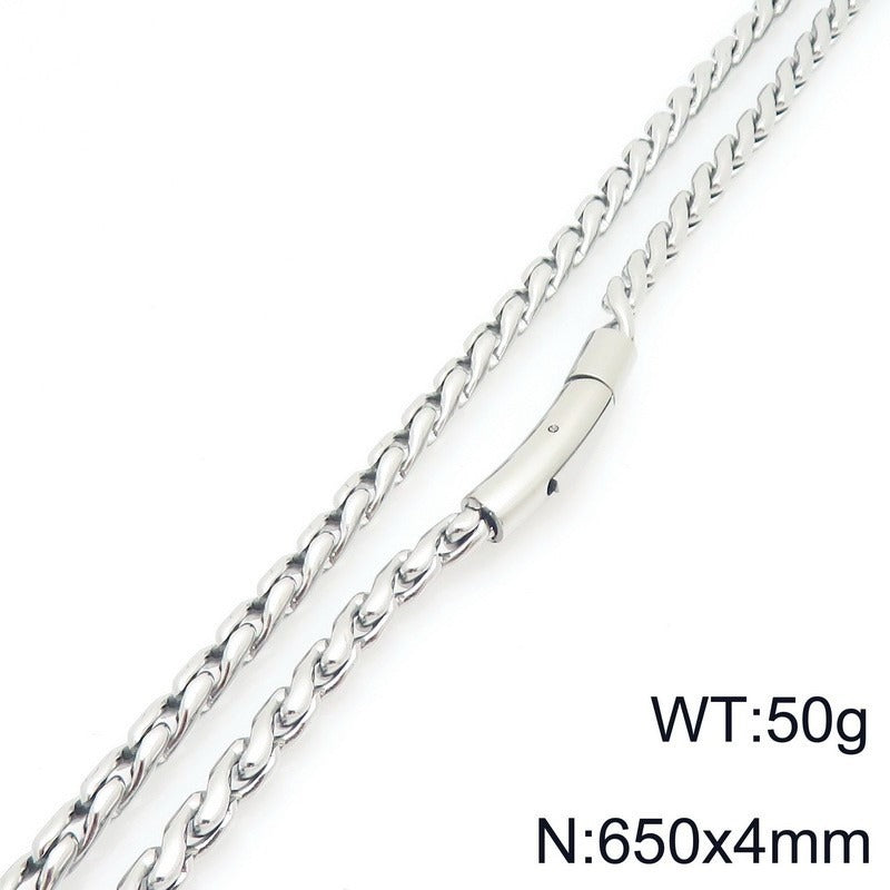 Kemstone Men’s Titanium Steel Rope Chain Necklace – 18K Gold Plated Streetwear Jewelry KN297832-Z