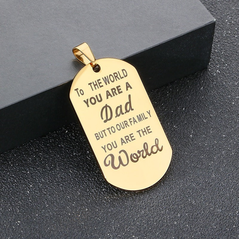 Kemstone Titanium Steel Dad Message Tag Necklace – Father’s Day Gift KP100218-Z