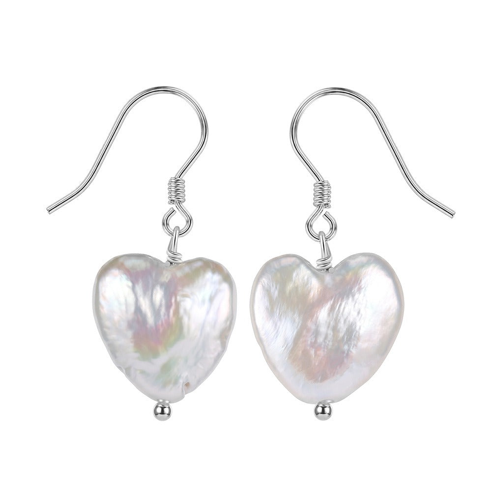 Kemston Baroque Heart Freshwater Pearl Drop Earrings for Women 925 Sterling Silver Gold Tone GPE142