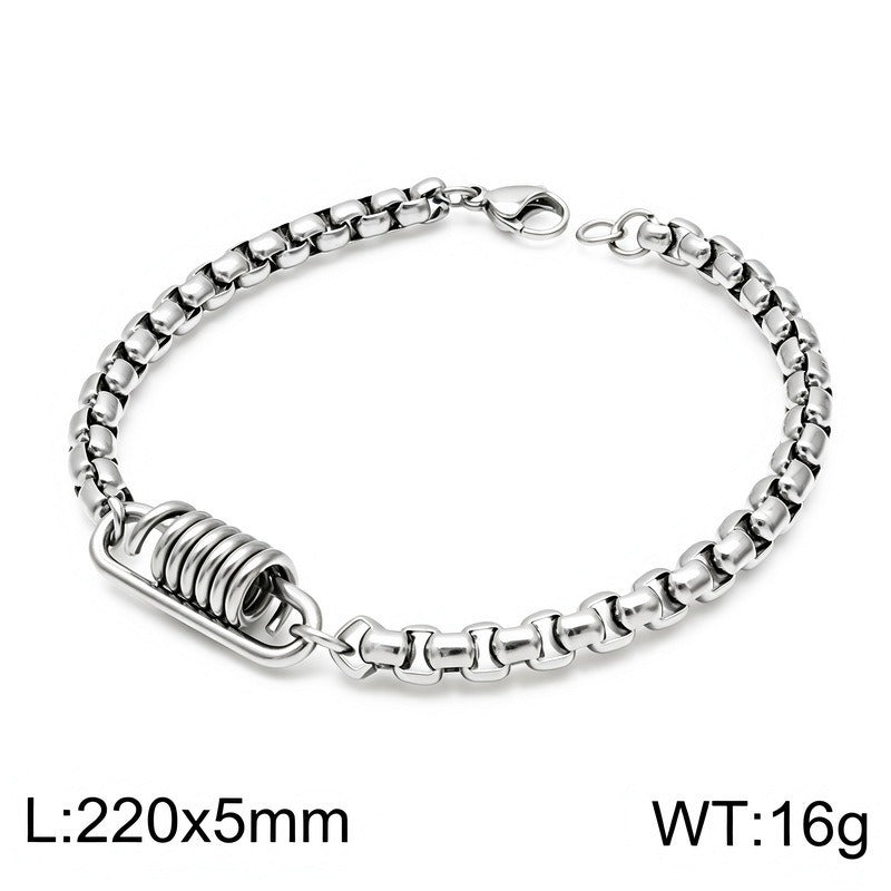 Kemstone Titanium Steel Coil Curb Chain Bracelet for Men KB146635-KLHQ