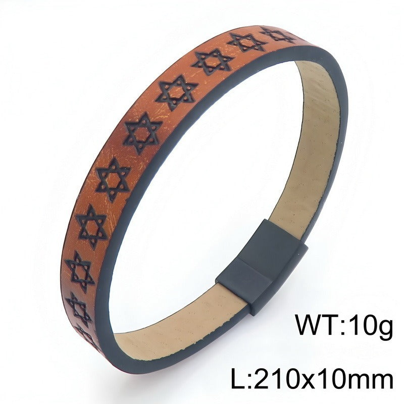 Kemstone Anchor Embossed Bracelet for Men Stainless Steel Clasp Vintage Nautical KB214759-SJ